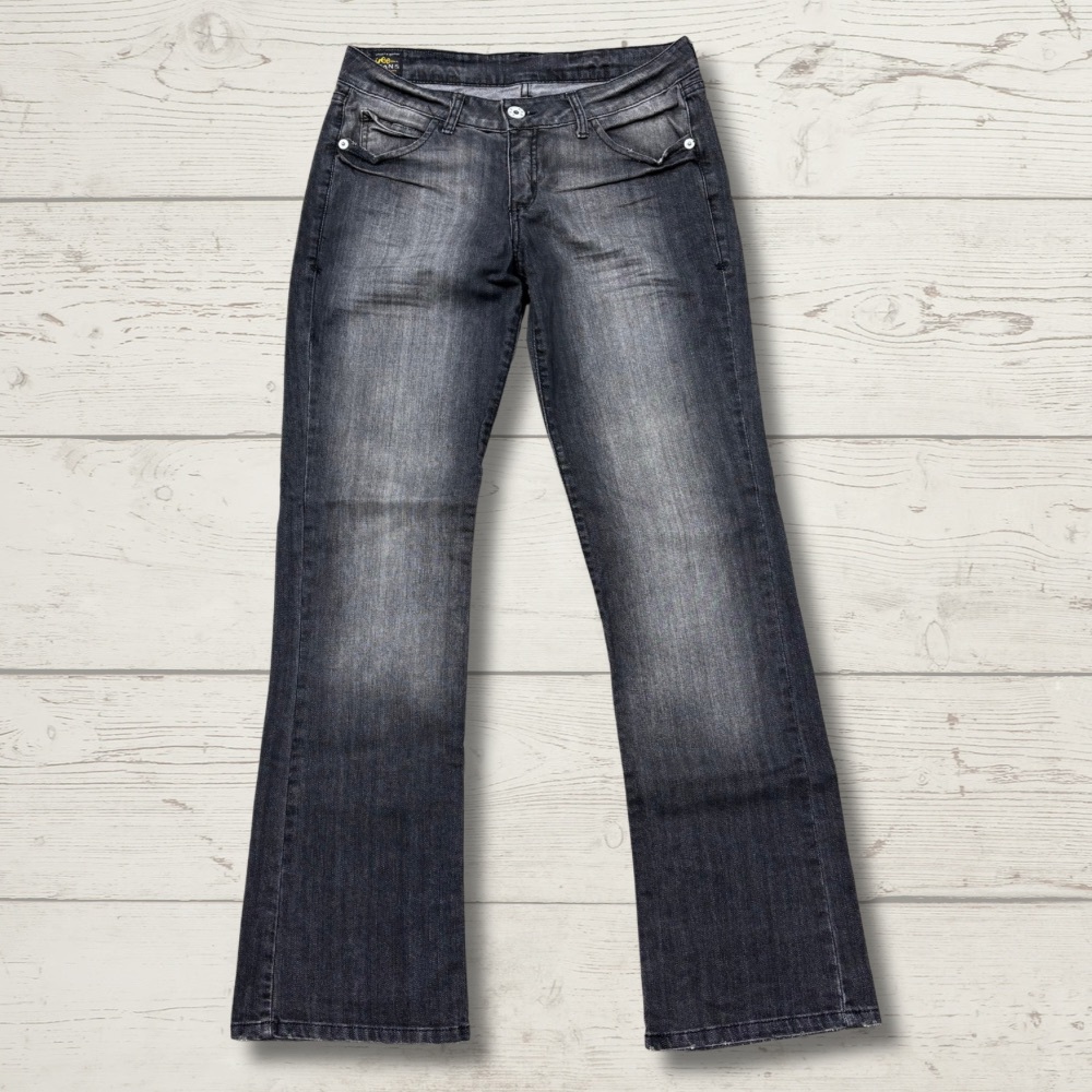 Vtg Lee Y2K Women’s Bootcut Jeans Gray Fade Sz 6 USA Made 32x33 Distress